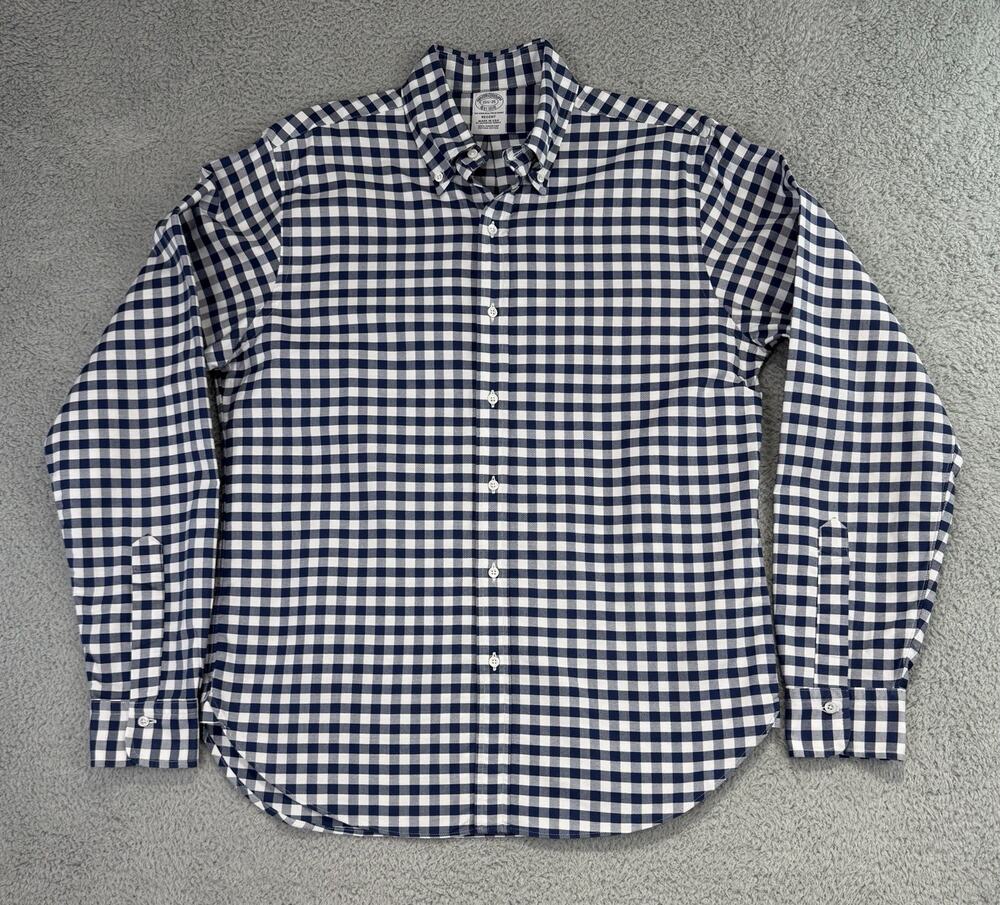 Brooks Brothers Regent Men 15.5/35 Blue Supima Cotton Oxford Shirt Made in USA
